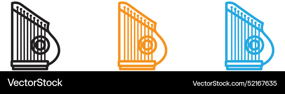 Zither icon logo set collection for web app ui vector image