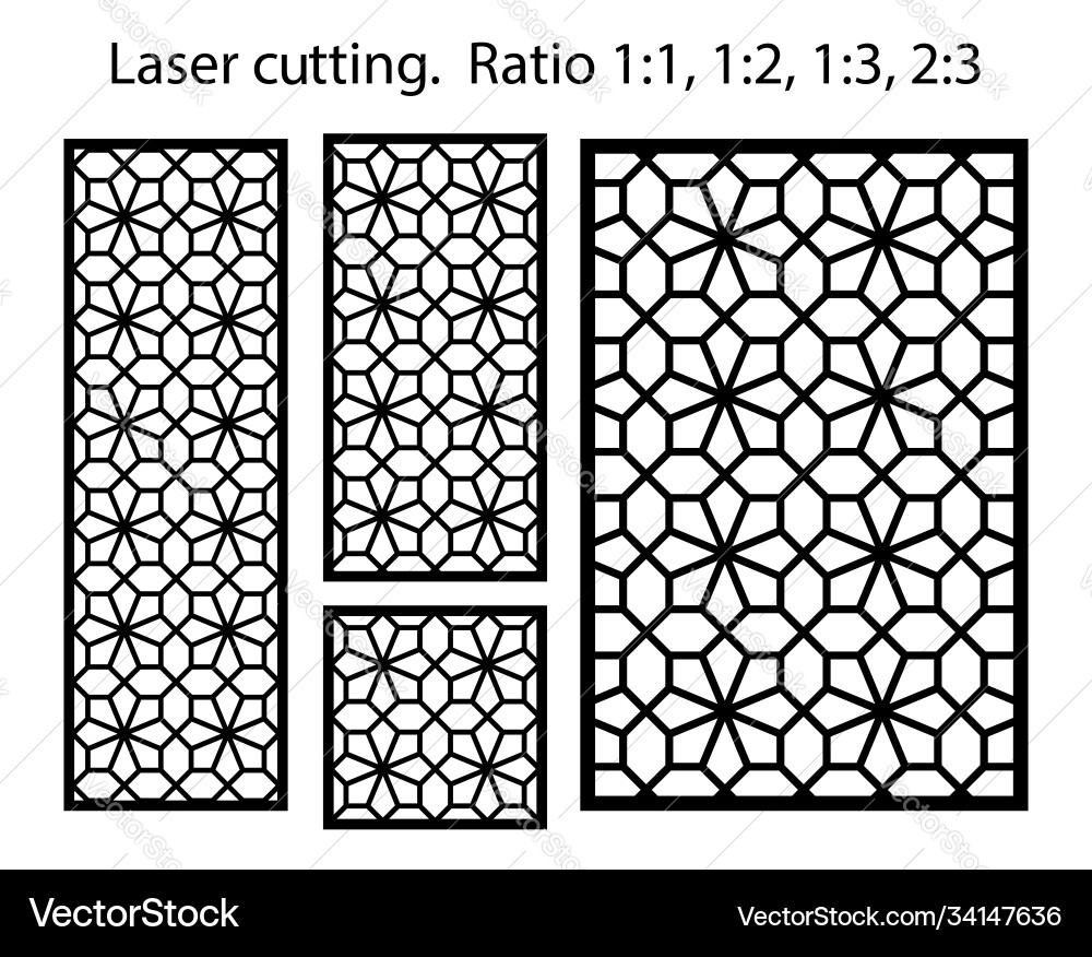 Cnc template set laser pattern geometric Cnc template set laser pattern geometric vector image