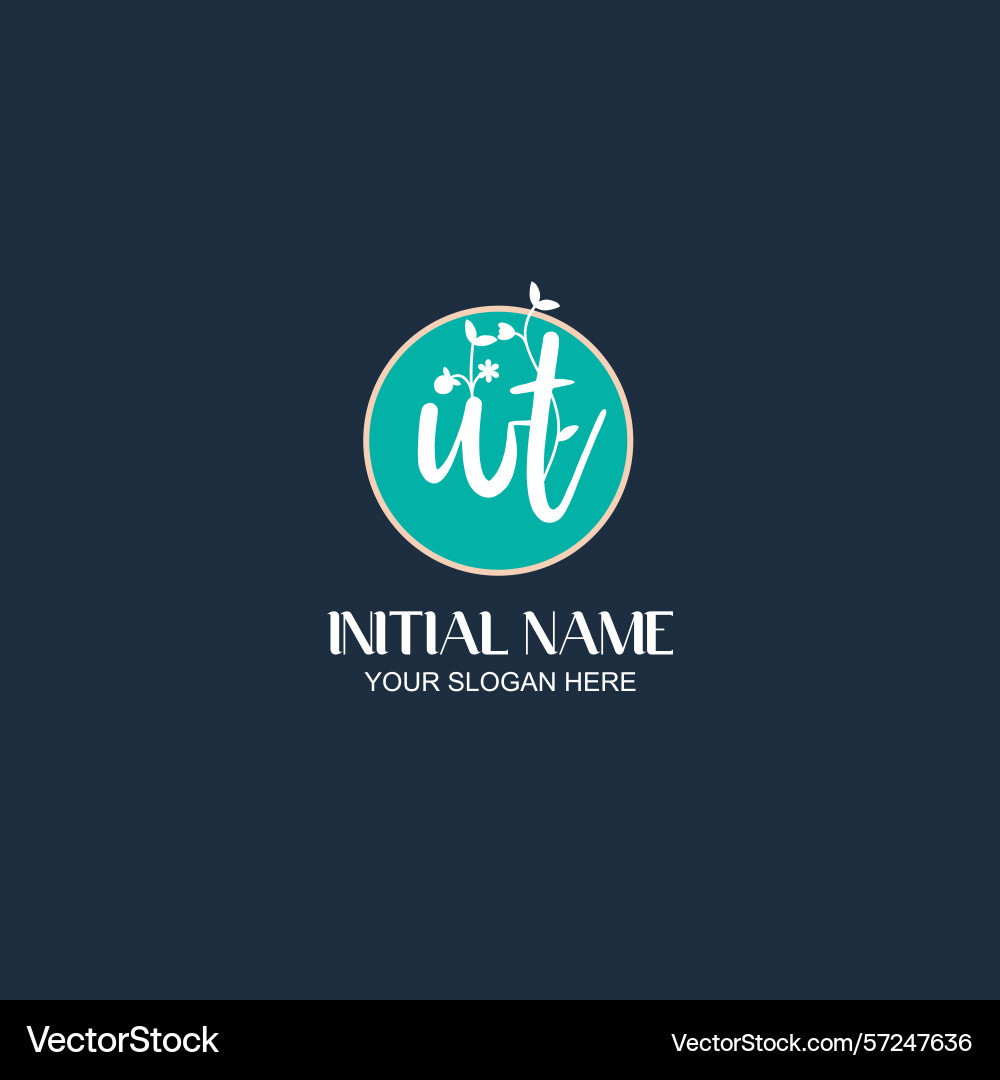 Elegant wt initial logo design with botanical Vector Image