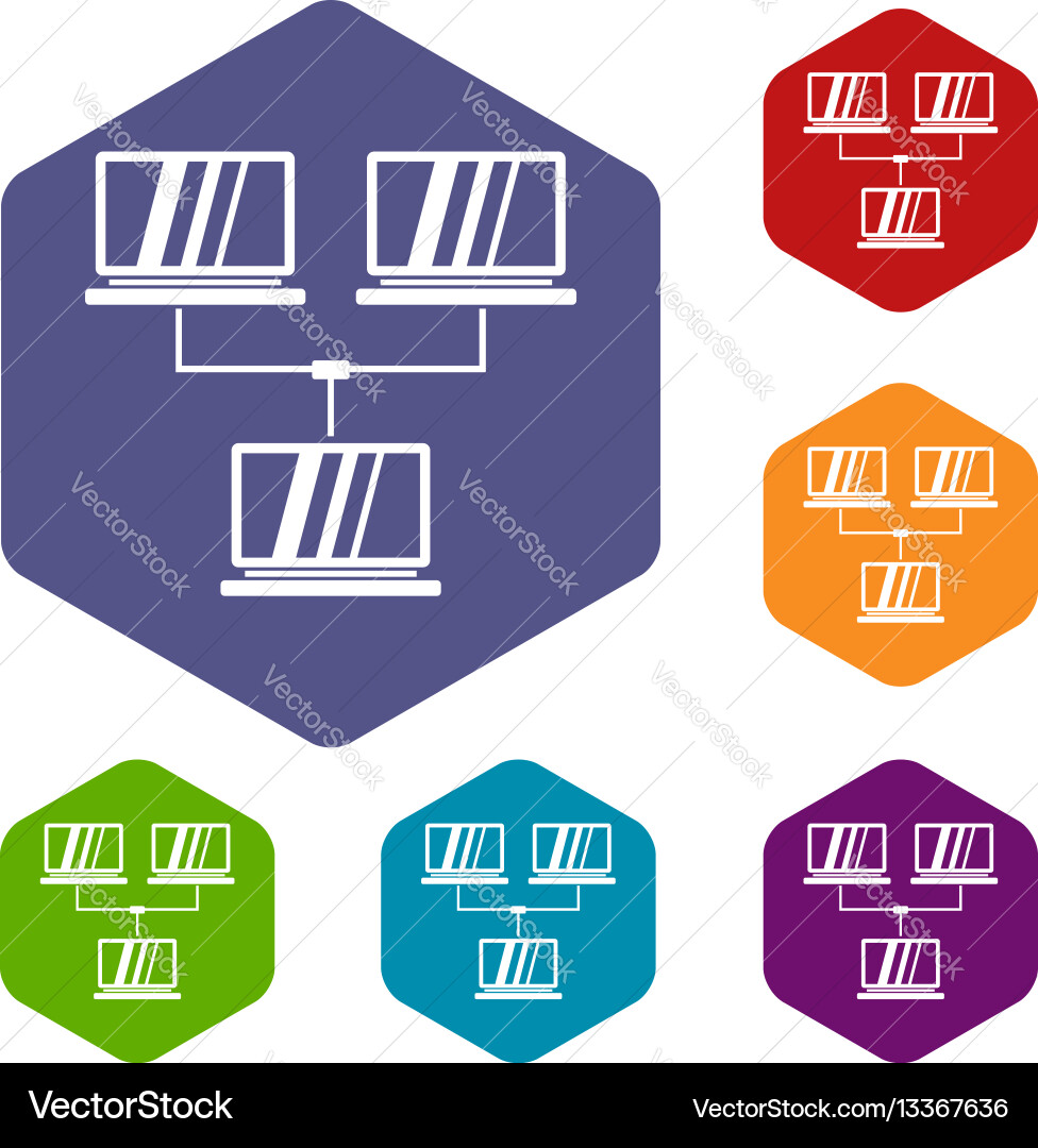 Exchange of data between computers icons set vector image