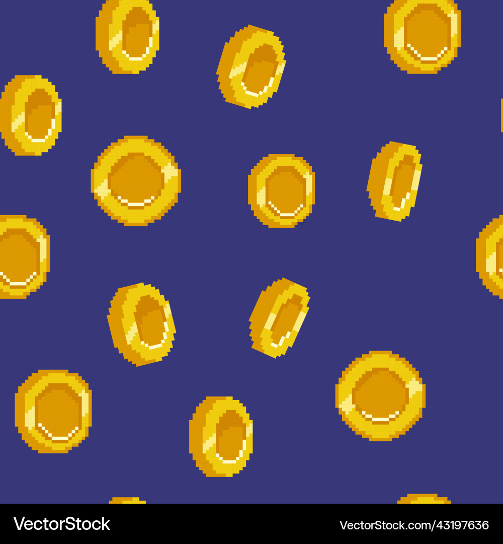 Game gold coin pattern 8bit arcade pixel Game gold coin pattern 8bit arcade pixel vector image