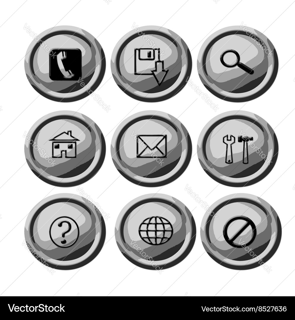 Grey circular buttons for web Vector Image