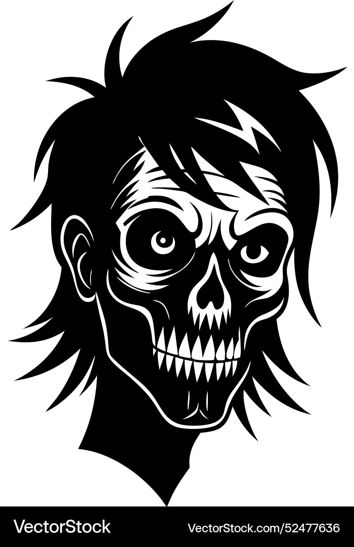 Zombie skull with different long and short hair 6 Zombie skull with different long and short hair 6 vector image