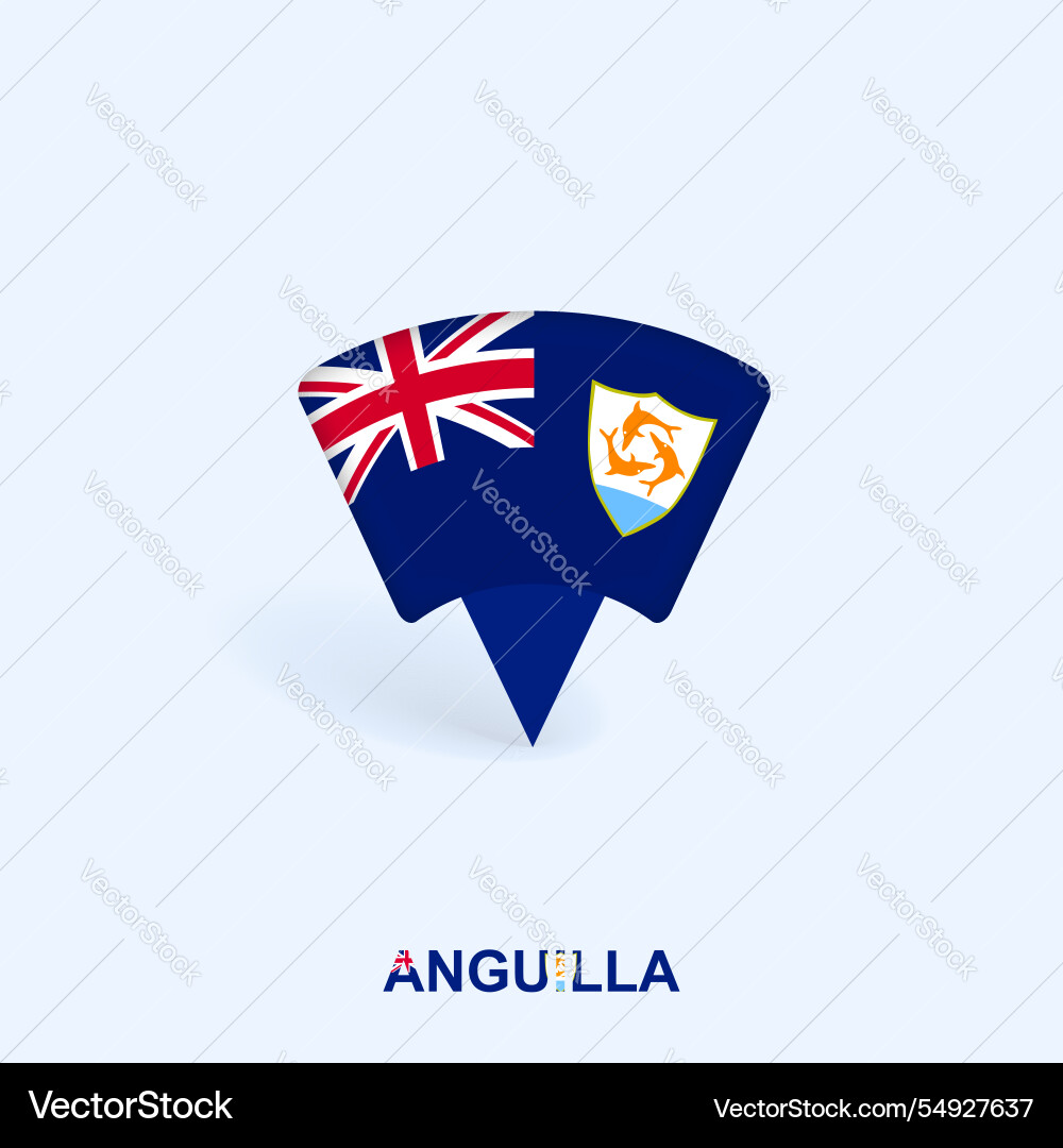Anguilla flag map pointer design with shadow Anguilla flag map pointer design with shadow Vector Image