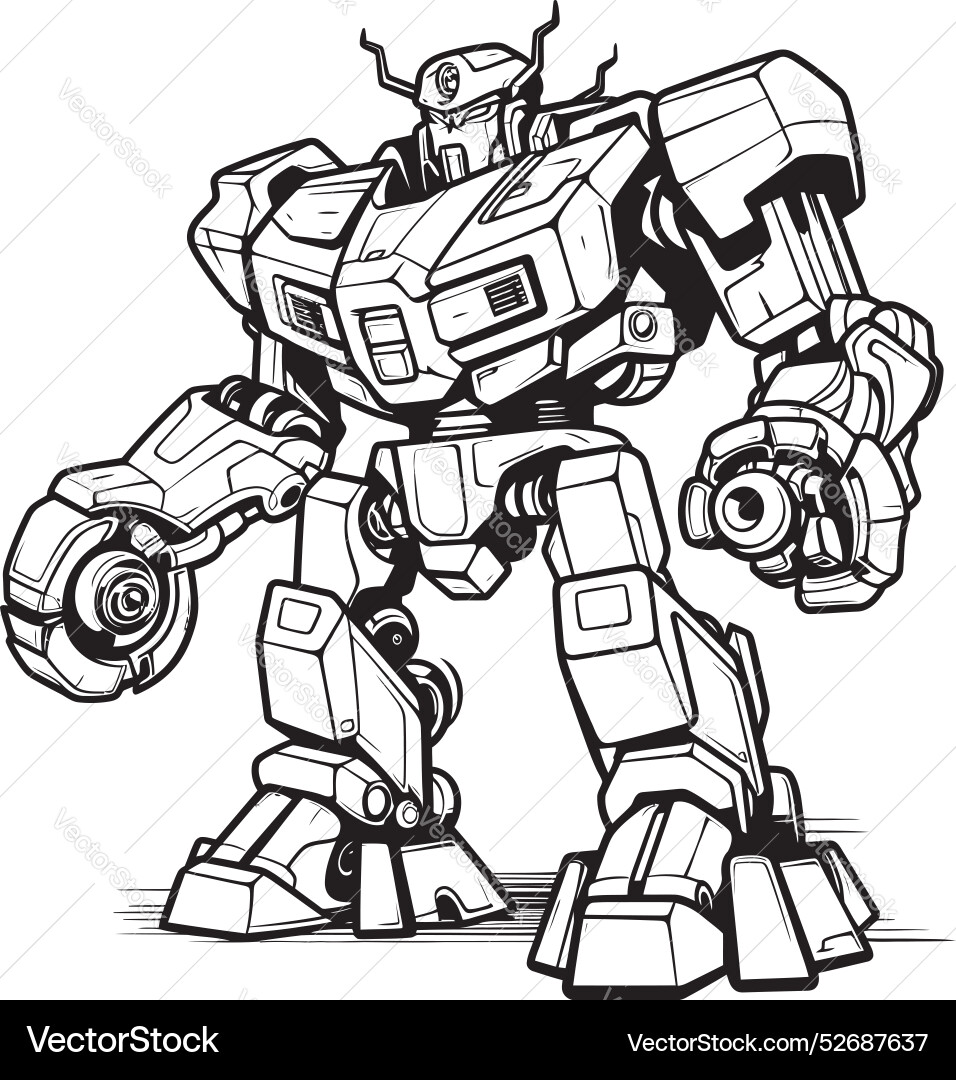 Cyber crusader black logo on transforming robot Vector Image