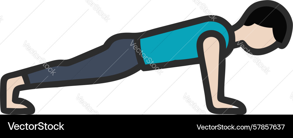 Dynamic push-up outline for strength training Vector Image