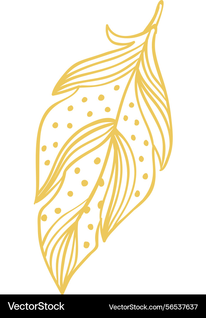 Golden feather drawing with dots creating Golden feather drawing with dots creating vector image