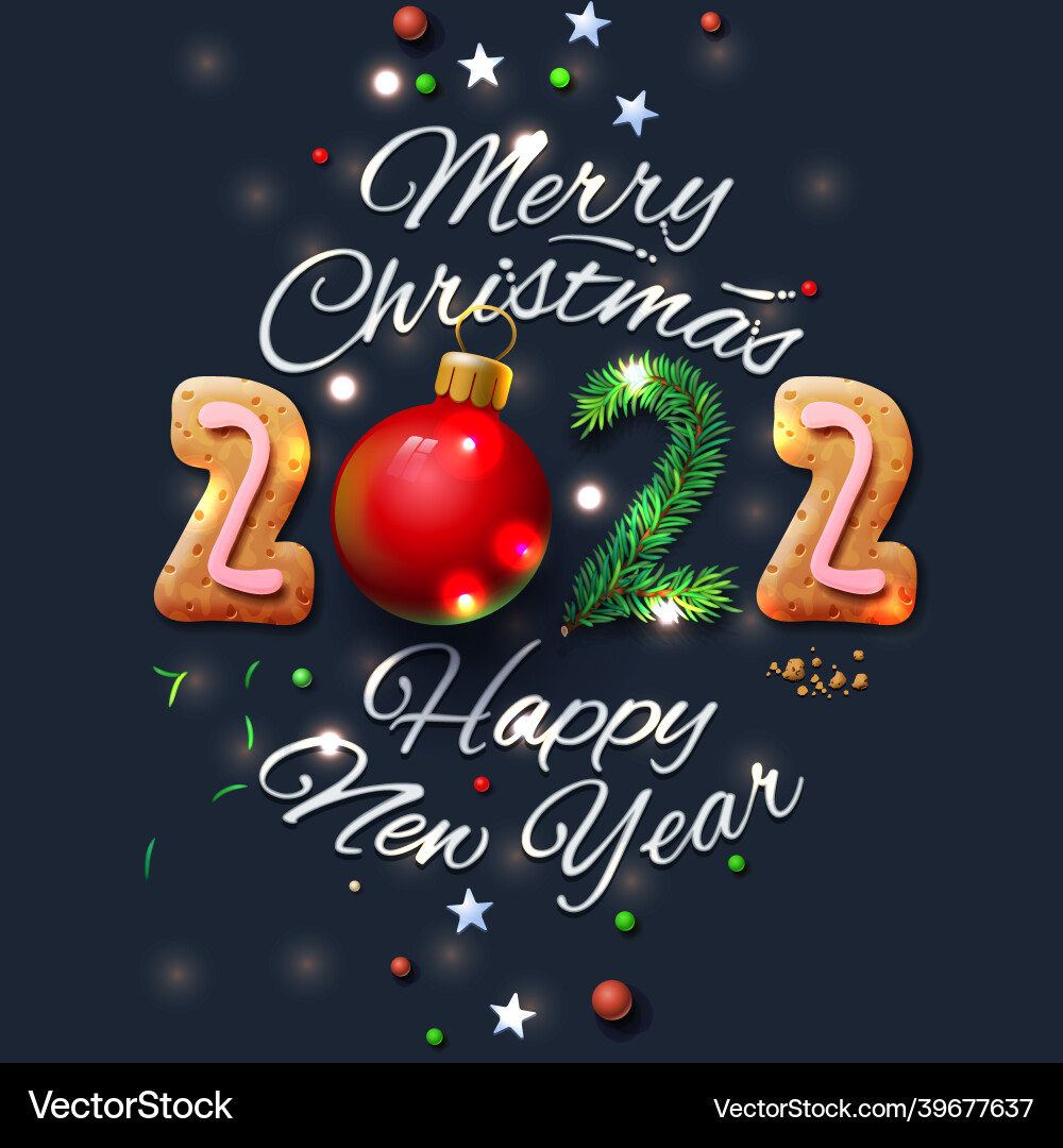 Merry christmas and happy new year 2022 greeting Merry christmas and happy new year 2022 greeting vector image