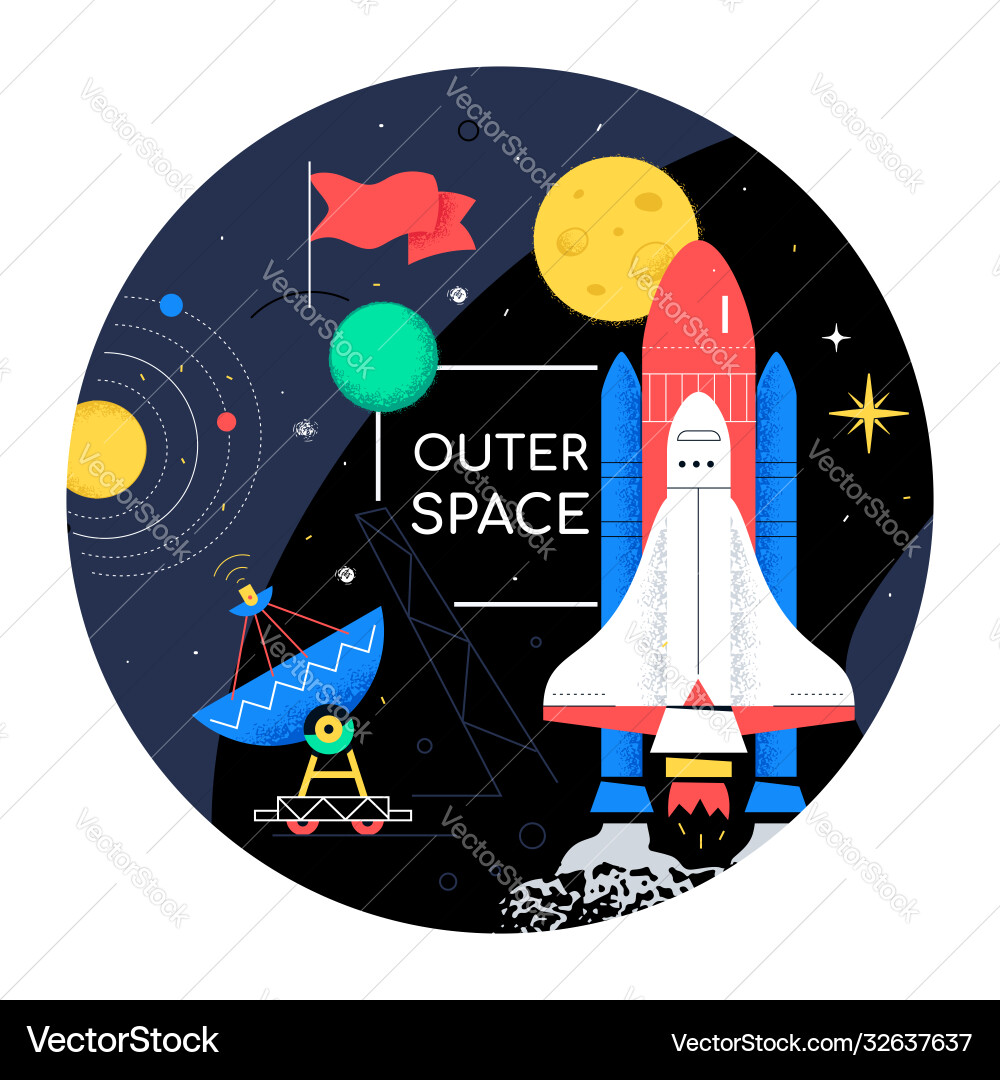 Outer space - colorful flat design style web Outer space - colorful flat design style web vector image