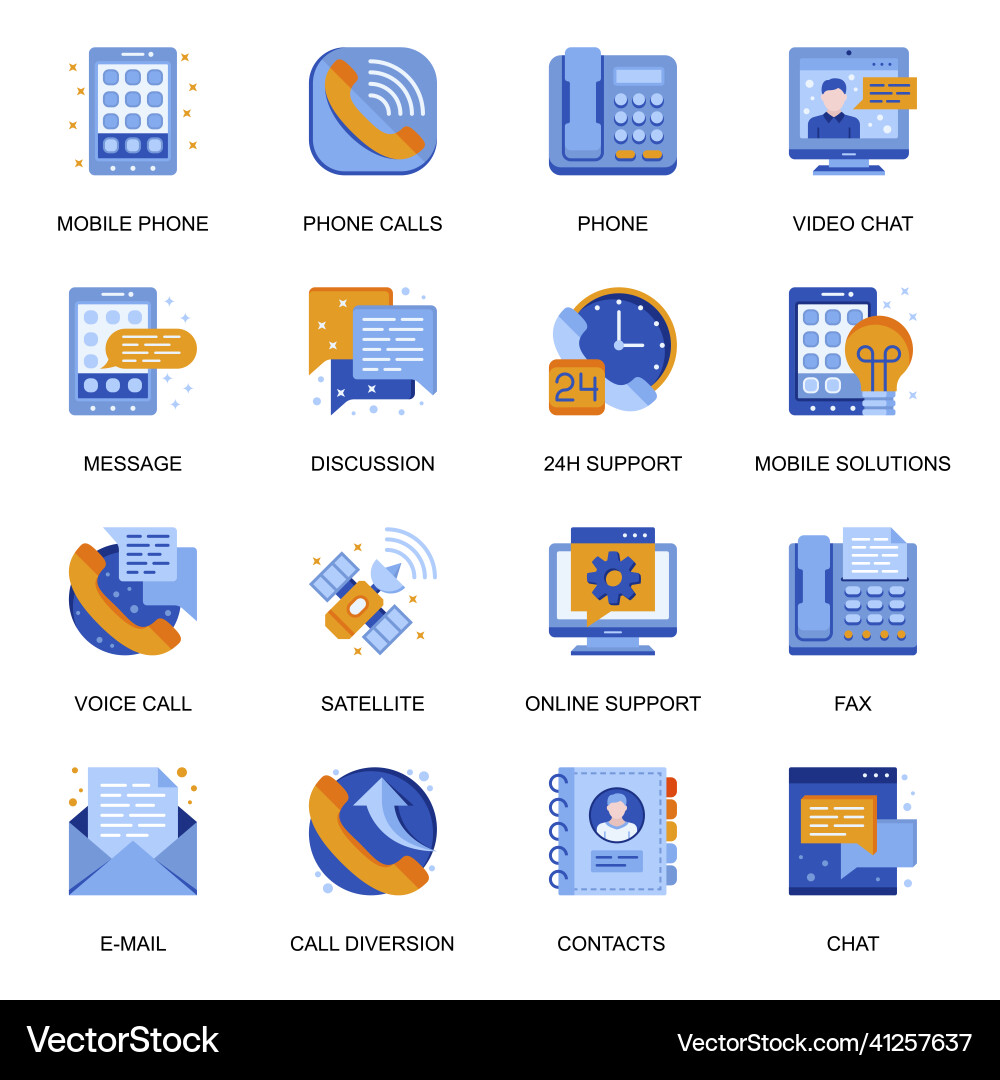 People communication icons set in flat style Vector Image
