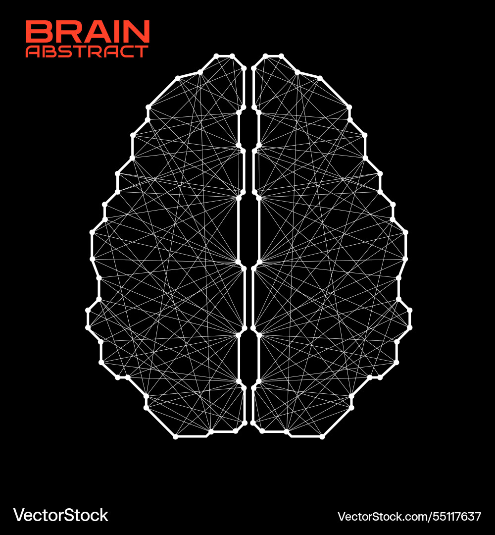 Polygonal abstract brain with connected lines Vector Image