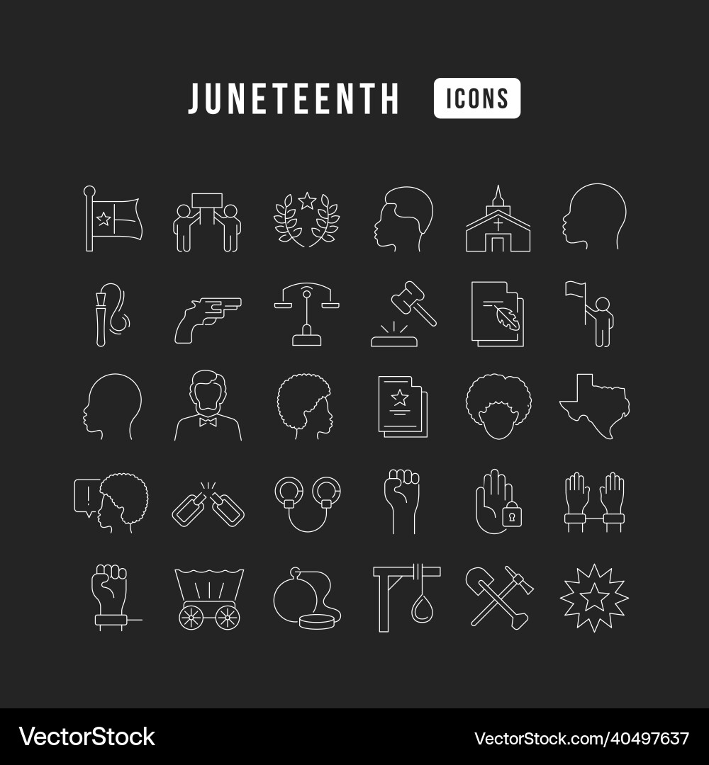 Set of linear icons juneteenth Set of linear icons juneteenth Vector Image