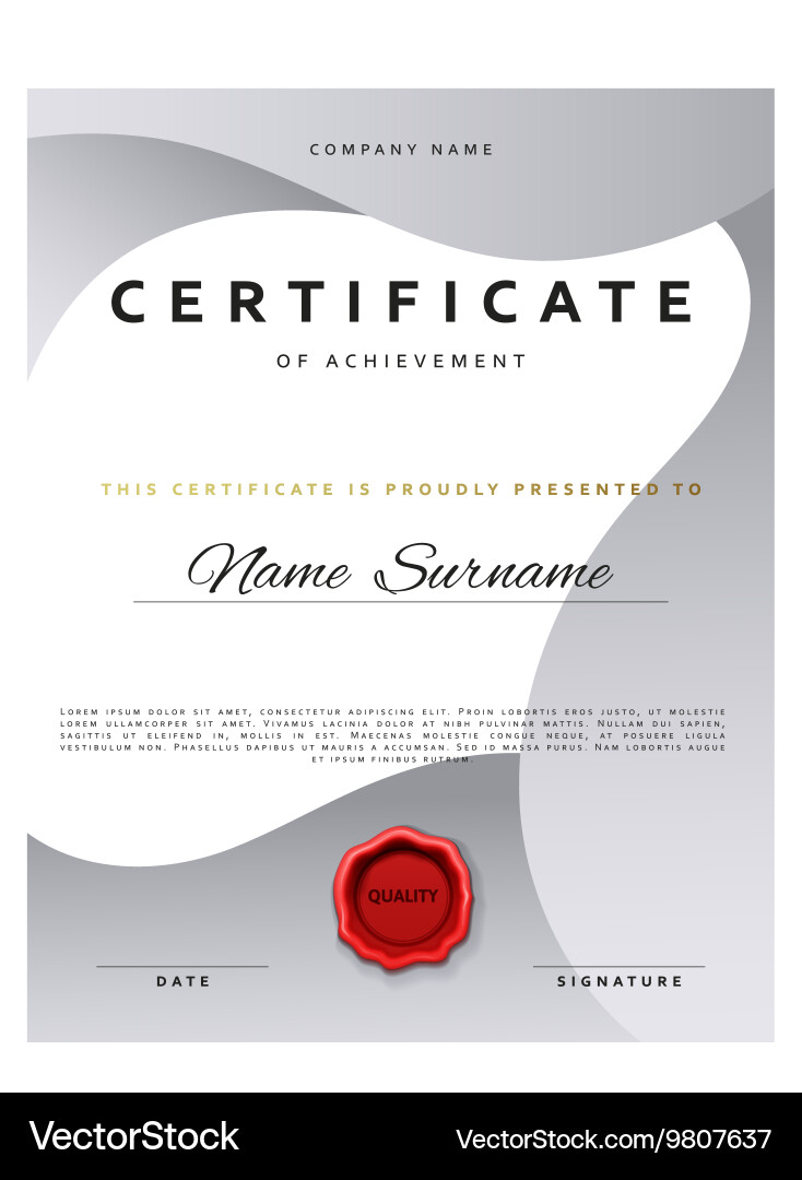 Template certificate design in silver color vector image