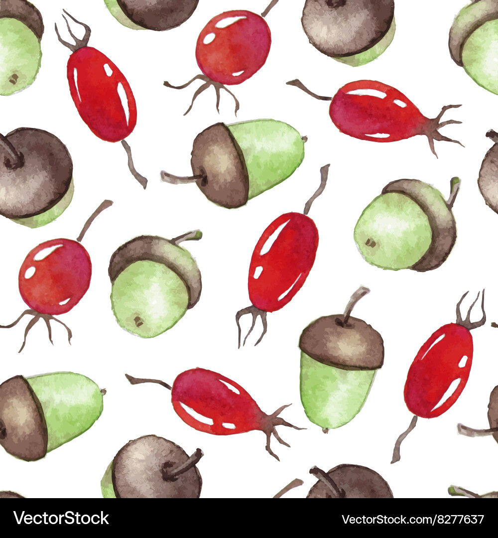Watercolor seamless pattern with acorns Vector Image