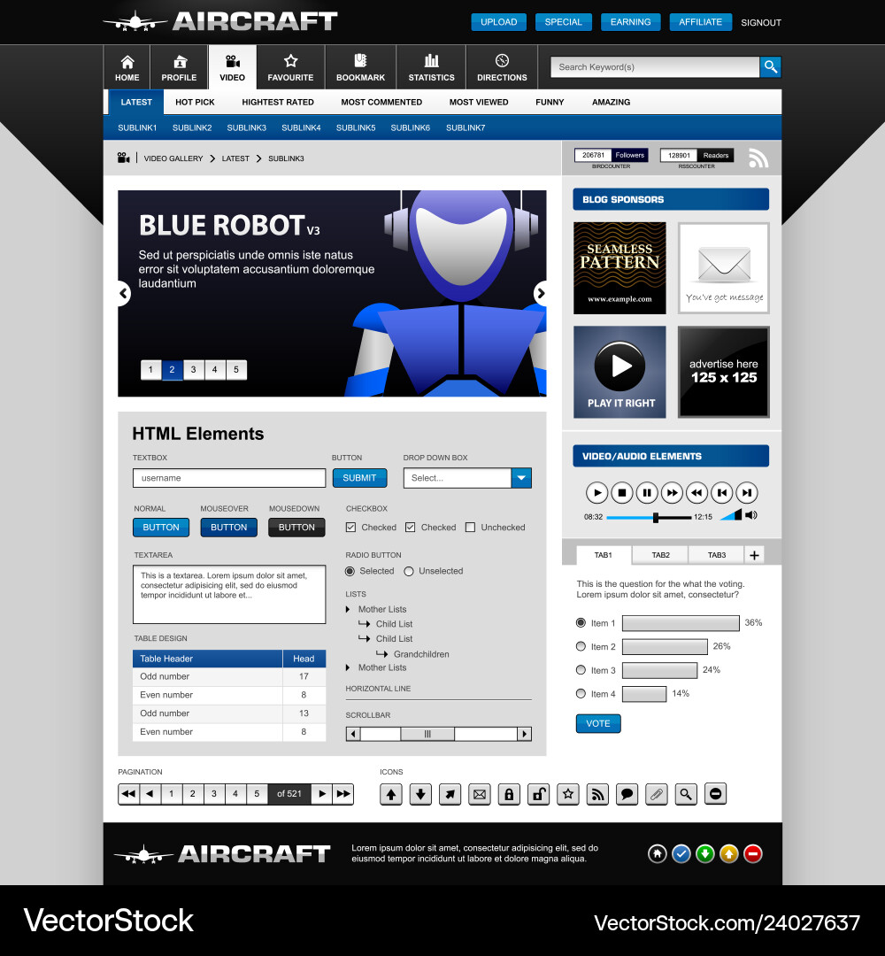 Web design element template a set Web design element template a set vector image