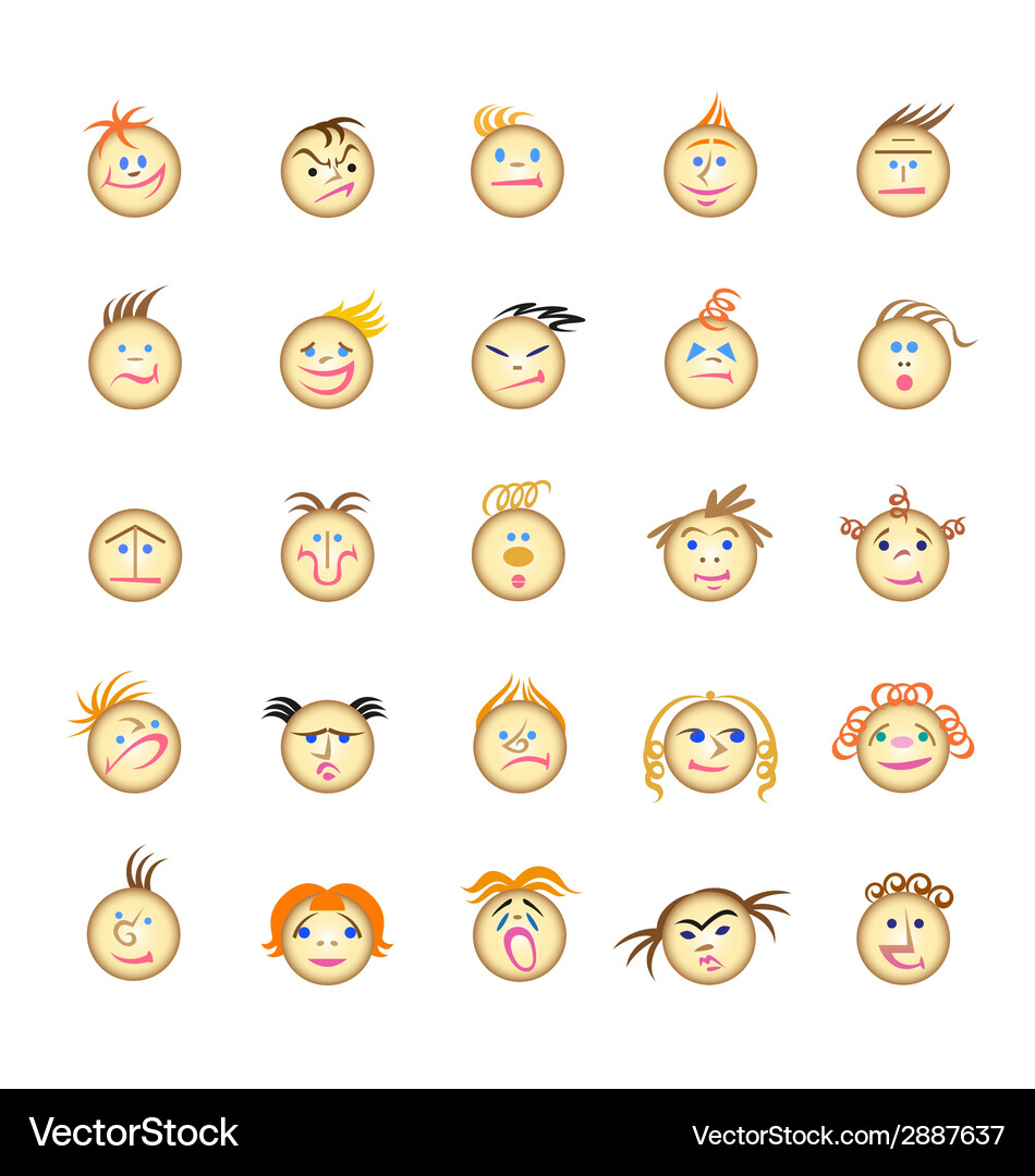 Web icons with various faces Vector Image
