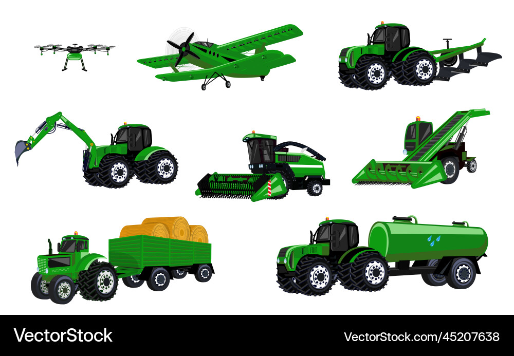 Agricultural Machinery Icons Vector Image