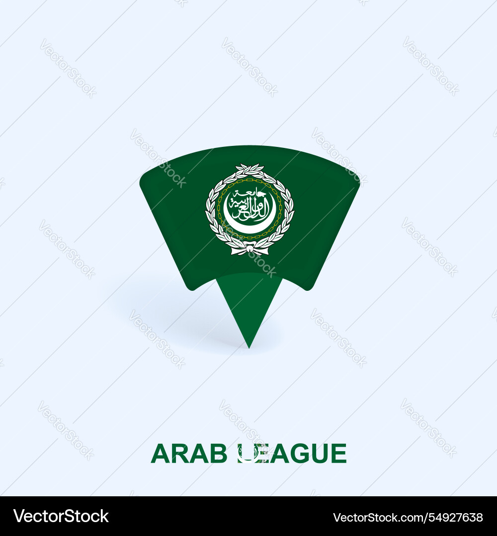 Arab league flag map pointer design with shadow Arab league flag map pointer design with shadow vector image