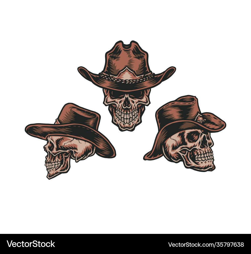 Cowboy Skull Set Vector Image