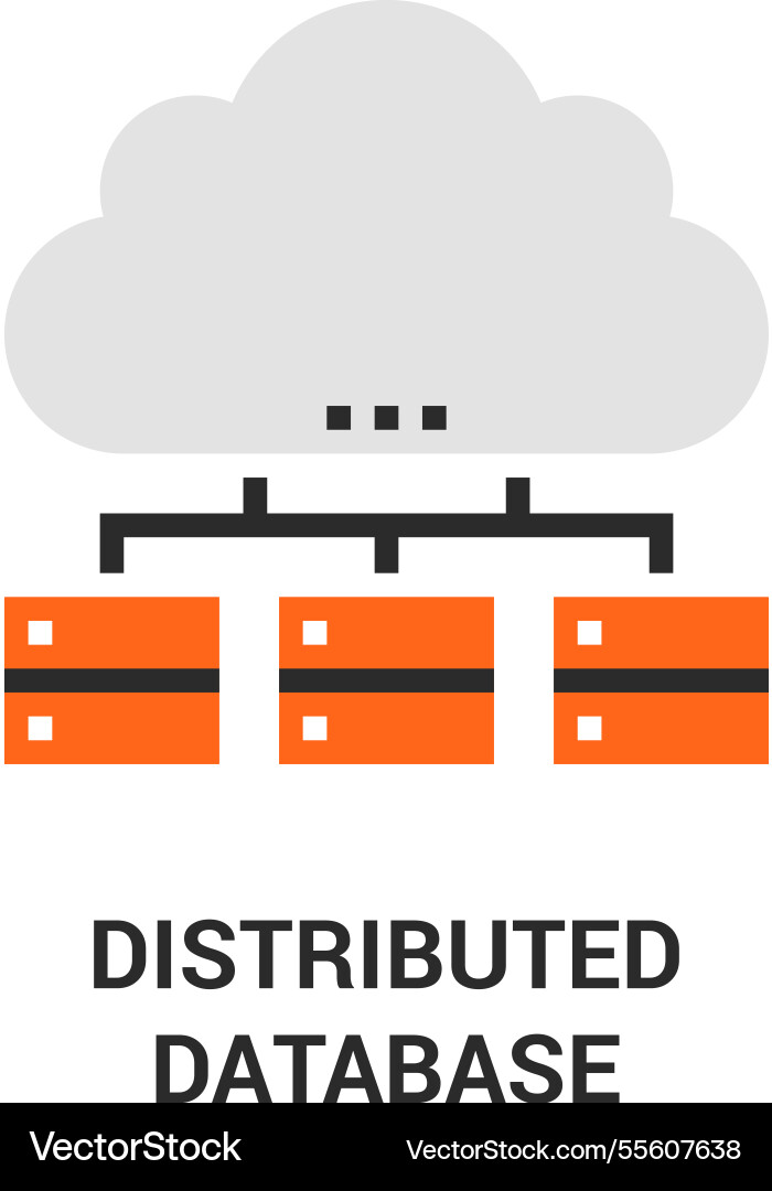 Distributed database flat line icon design concept Vector Image