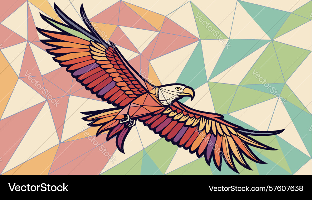 Dynamic geometric flying eagle design generative Vector Image