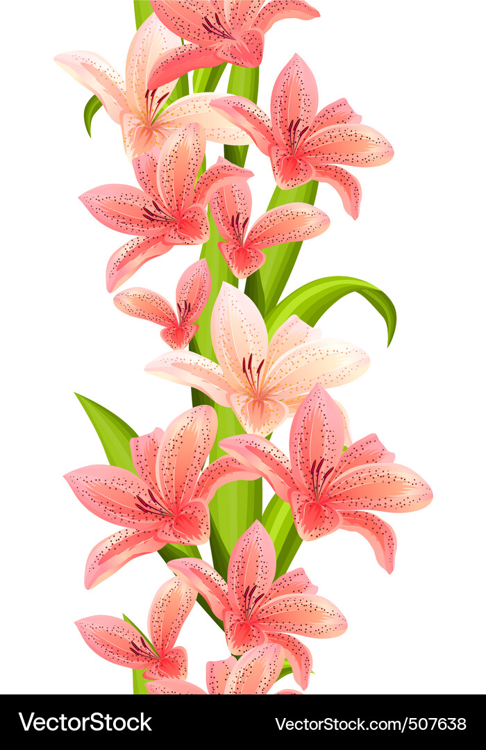 Elegant Lilies Seamless Pattern Vector Image