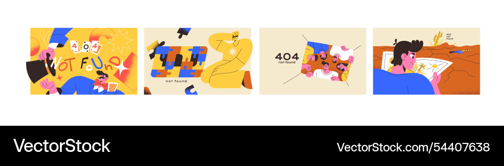 Error 404 concept set mistakes on website web Error 404 concept set mistakes on website web Vector Image