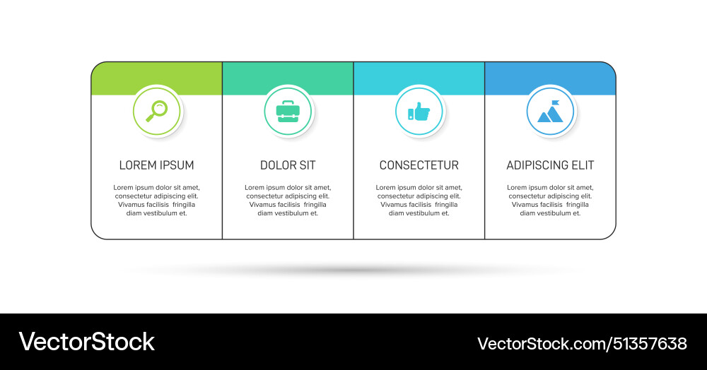 Horizontal progress bar featuring 4 arrow-shaped Vector Image