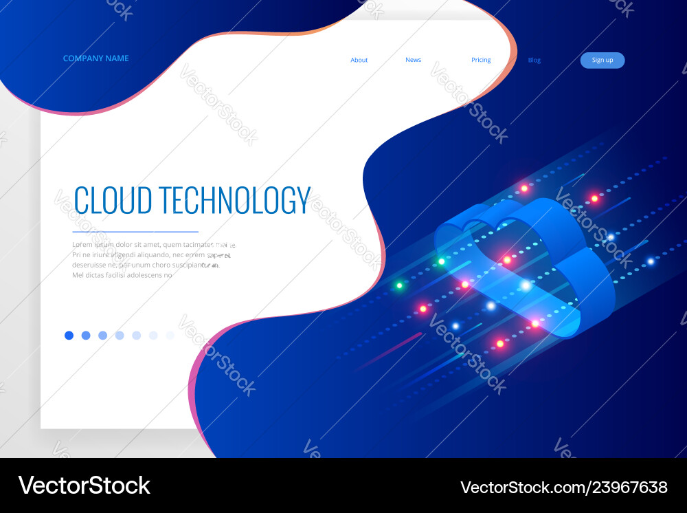 Isometric modern cloud technology and networking Isometric modern cloud technology and networking vector image