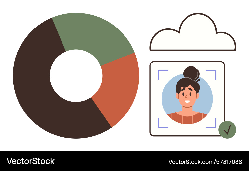 Pie chart and user profile upload with cloud Pie chart and user profile upload with cloud vector image