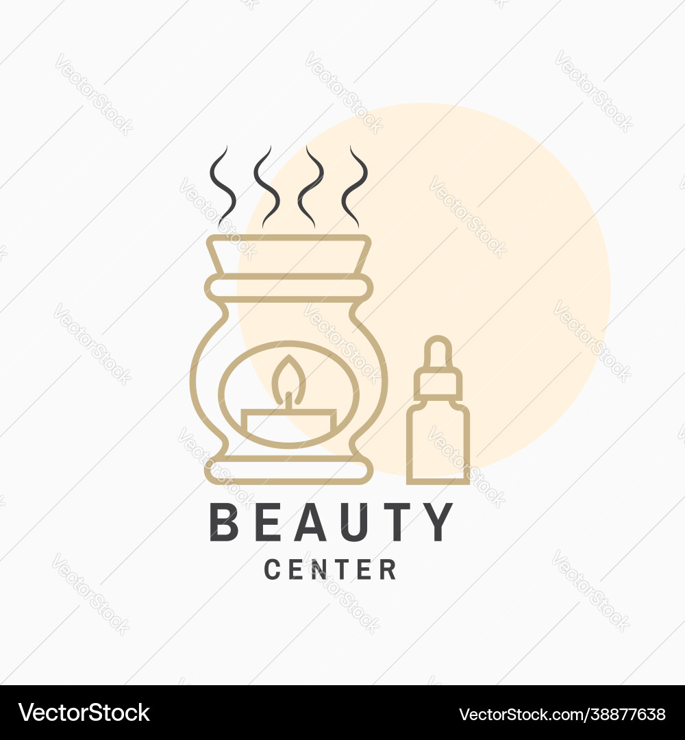 Schönheitszentrum mit Keramikkerze Aroma Öllampe Schönheitszentrum mit Keramikkerze Aroma Öllampe vektorbild