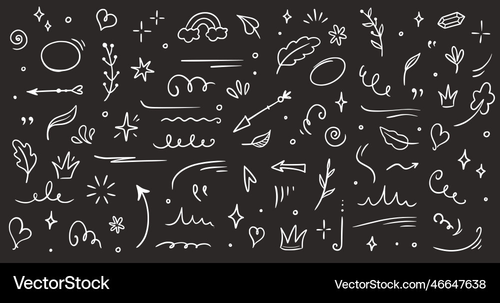 Sketch element line set abstract nature vector image