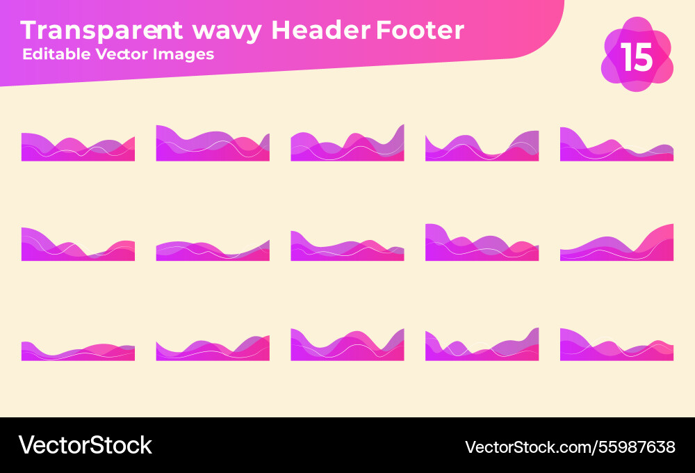 Transparent wavy header footer overlap collections Transparent wavy header footer overlap collections vector image