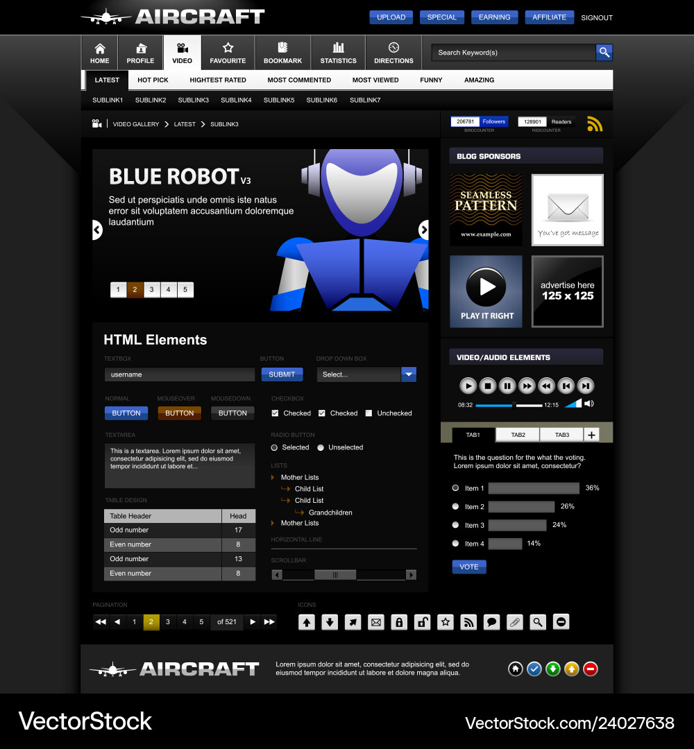 Web design element template a set Web design element template a set vector image