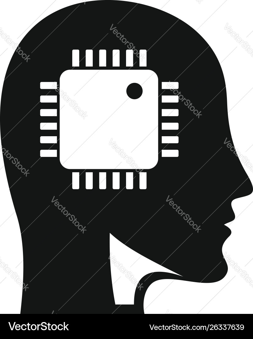 Ai smart processor head icon simple style Ai smart processor head icon simple style vector image