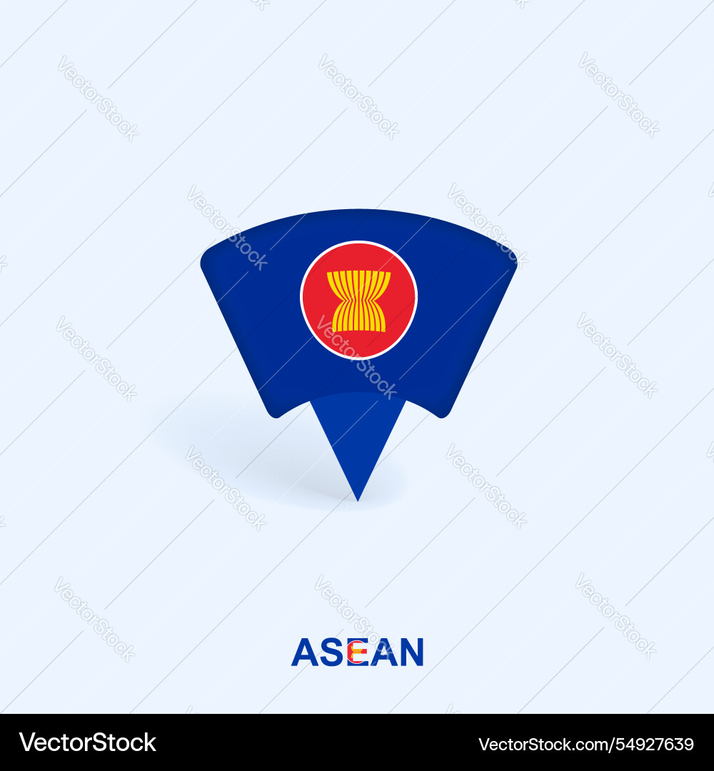 Asean flag map pointer design with shadow Vector Image