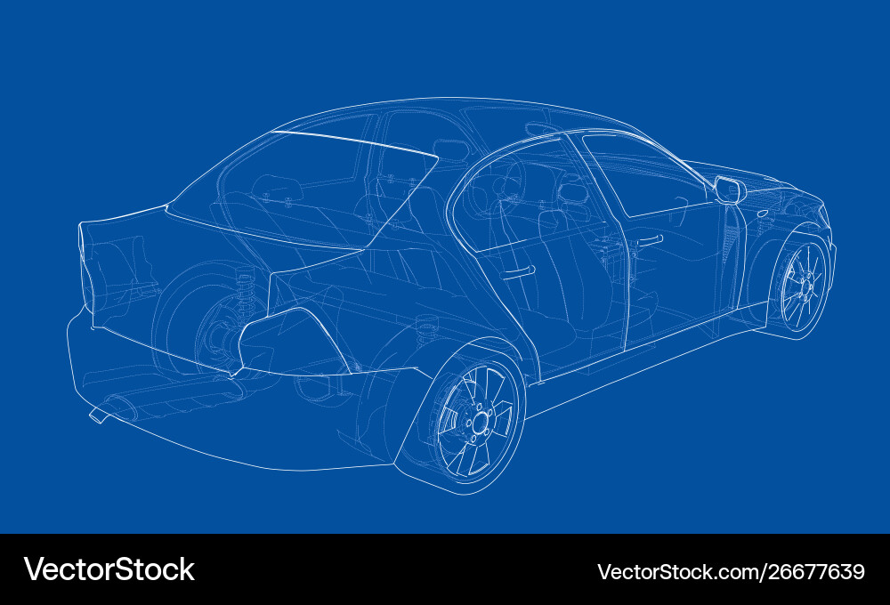 Concept car rendering 3d Vector Image