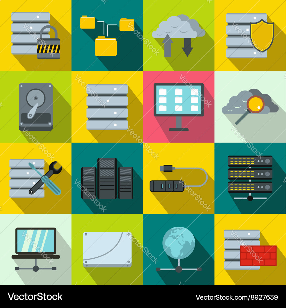 Database icons set vector image