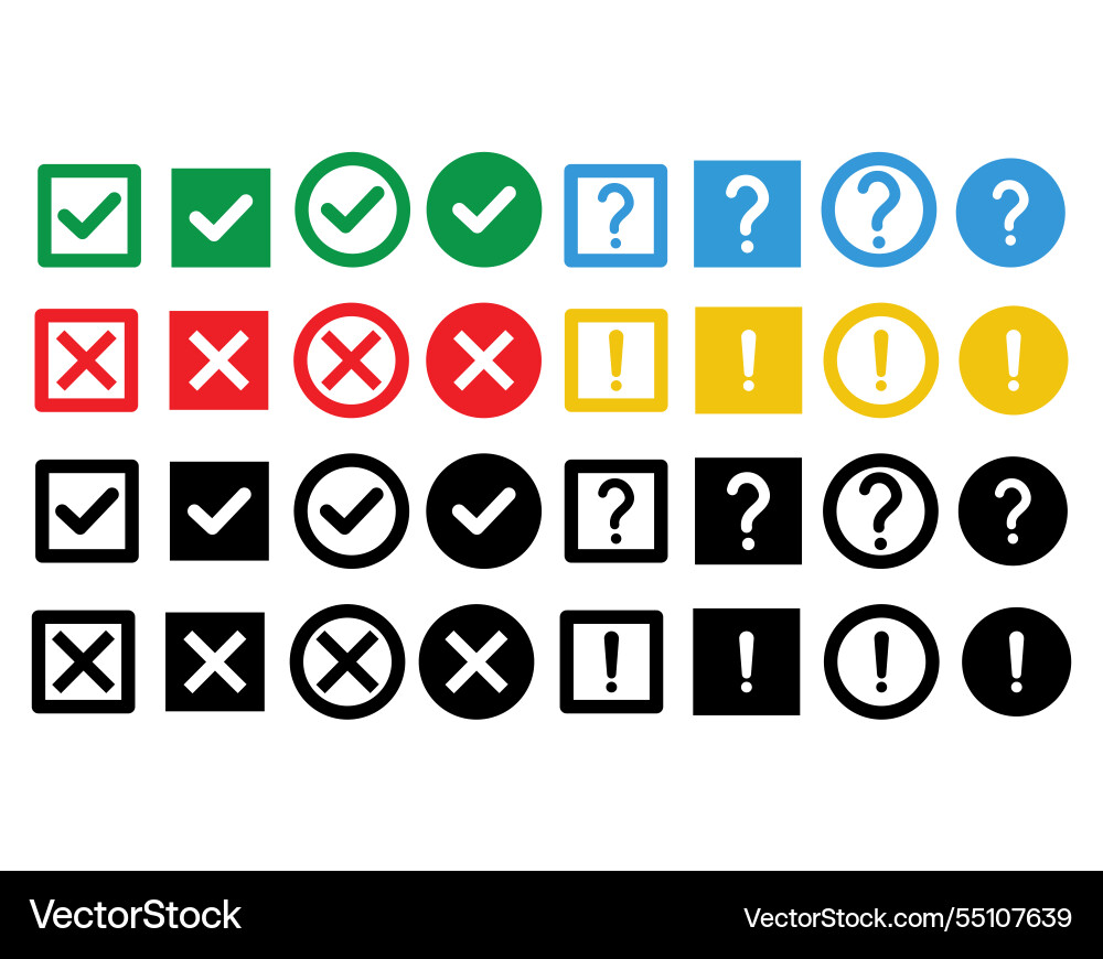 Green check and red cross symbols button vector image