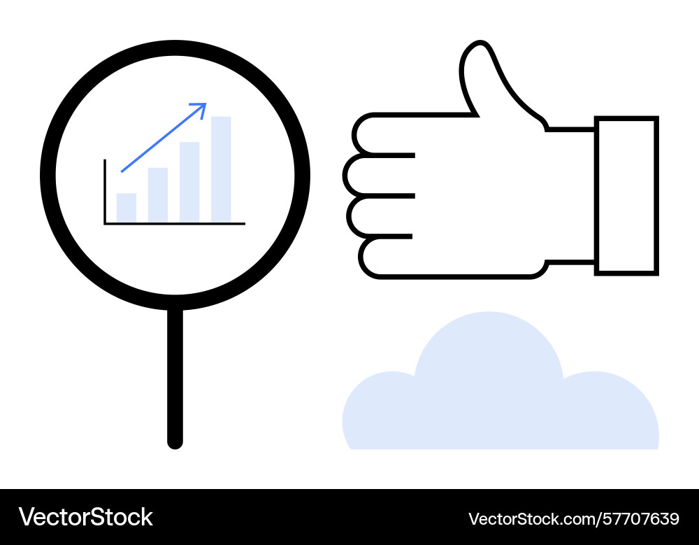 Growth progress visualization with magnifying Growth progress visualization with magnifying vector image