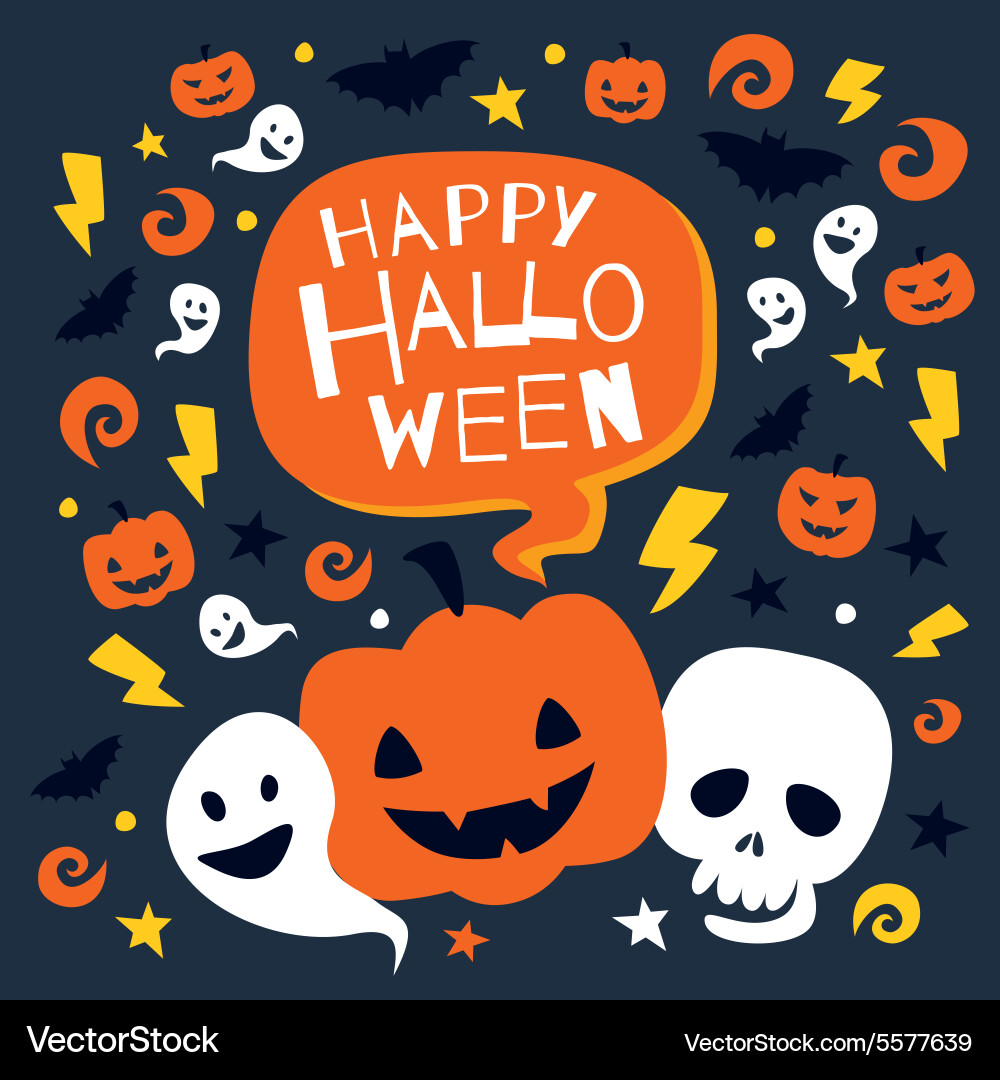 Happy halloween pattern with traditional elements Vector Image