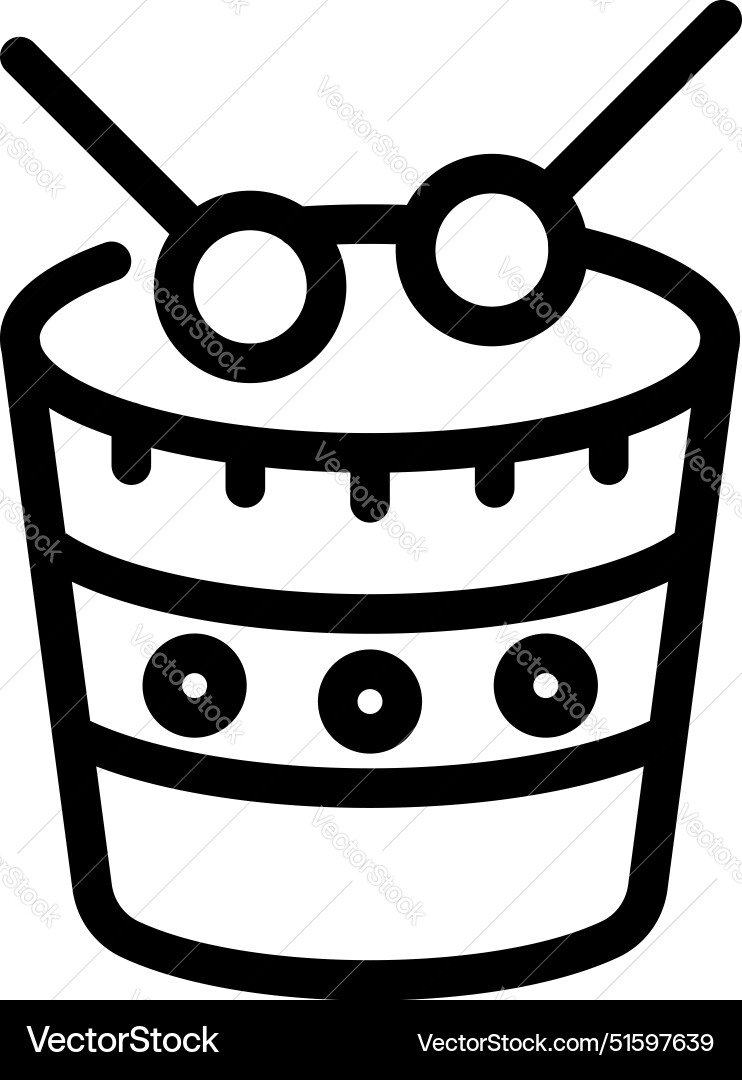 Line icon style simple drum with sticks playing Vector Image