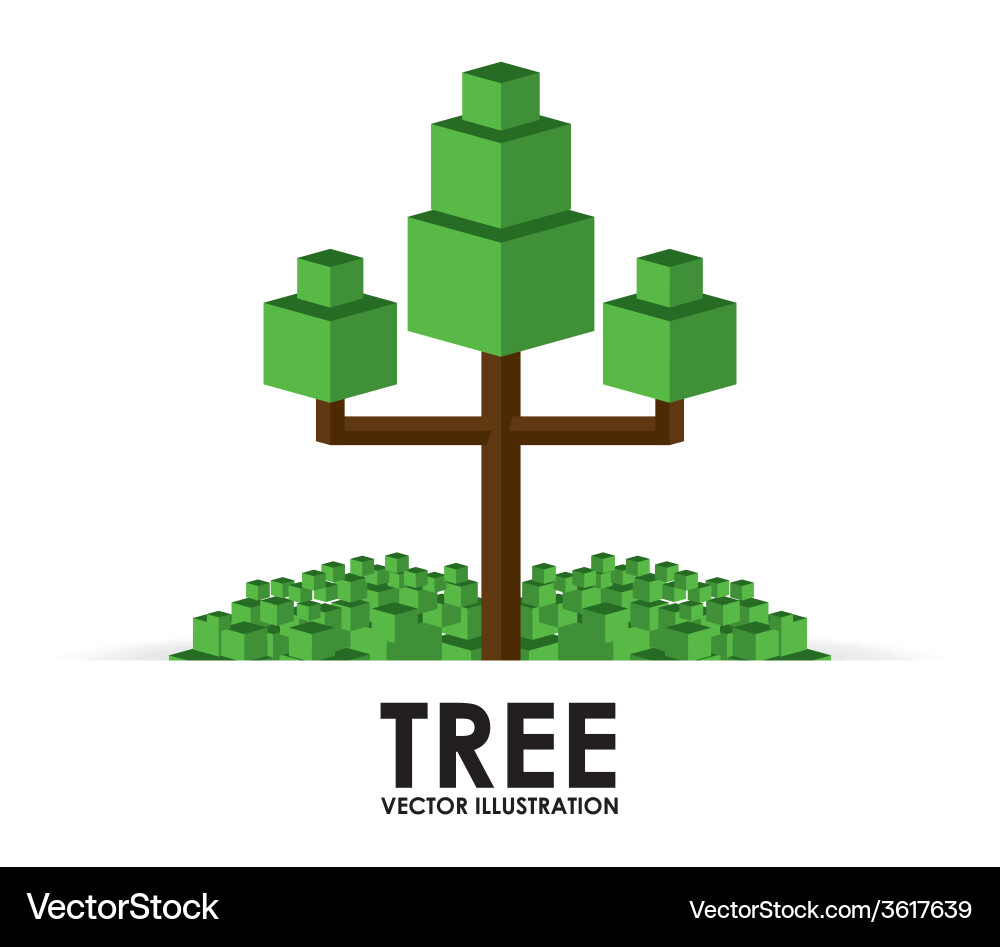 Pixel tree design Royalty Free Vector Image - VectorStock
