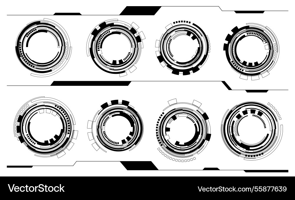 Set of sci fi black circle user interface Set of sci fi black circle user interface vector image