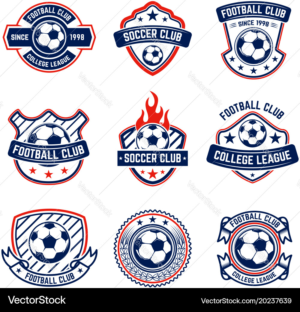 Set soccer football emblems design element Vector Image
