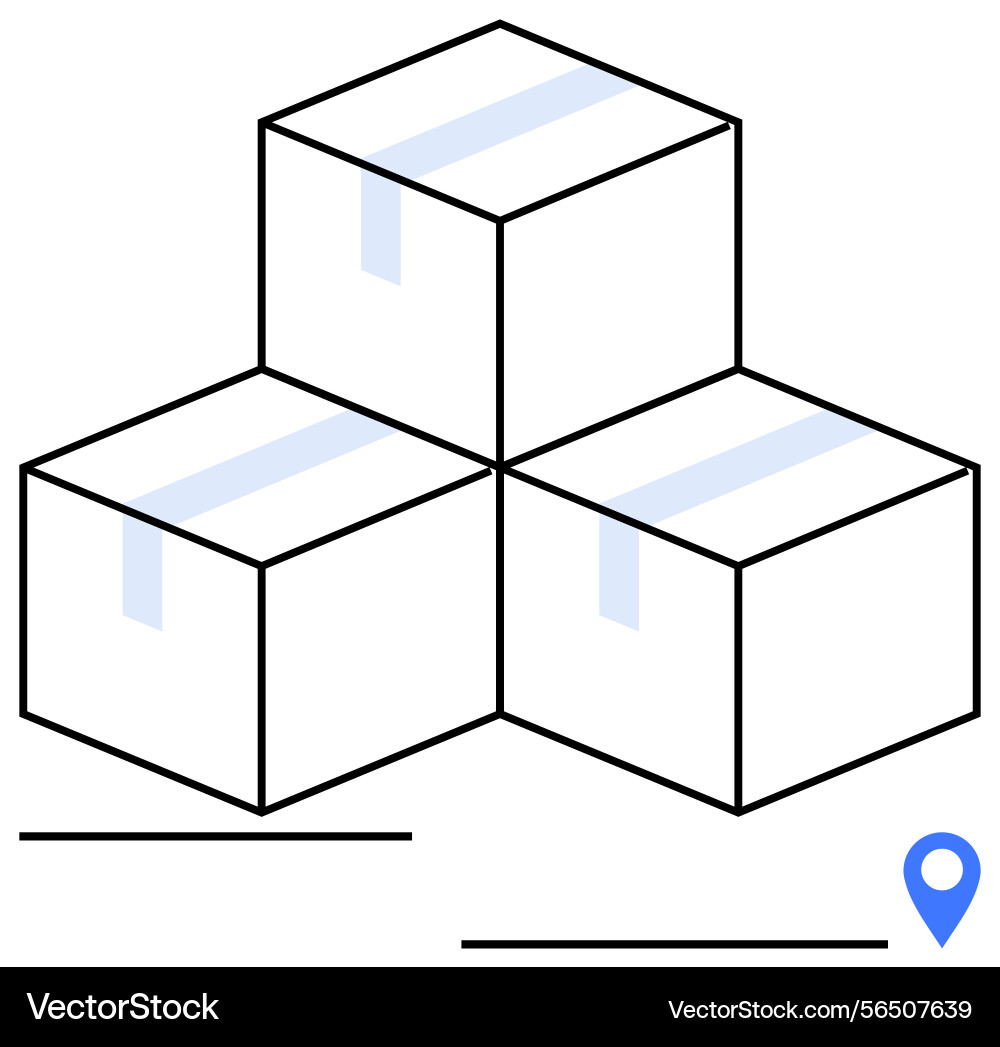 Stack of delivery boxes with locator symbol Stack of delivery boxes with locator symbol vector image