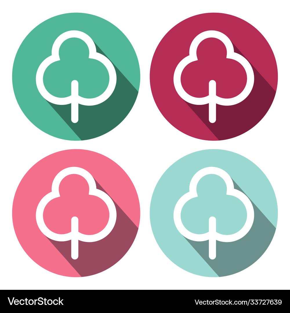 Tree icon with long shadow color vector image