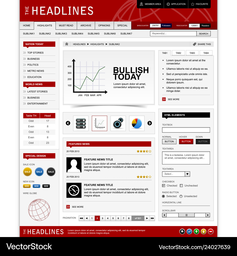 Web Element Template - Modern UI Kit vector image