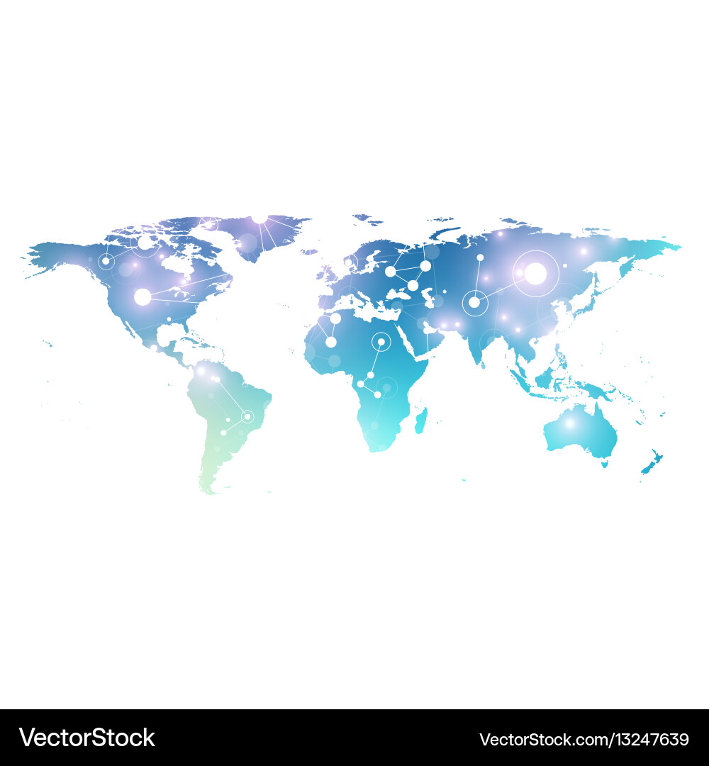 World map with global technology networking vector image