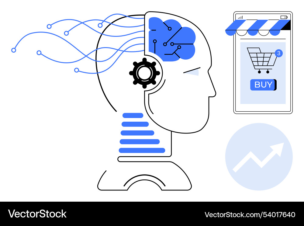 Ai-powered shopping integration of artificial Vector Image